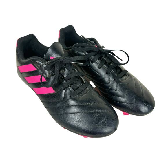 Adidas Black Pink 3 Stripe Goletto VII FG Lace Up Rubber Soccer Cleats Men's 5 - Picture 1 of 5